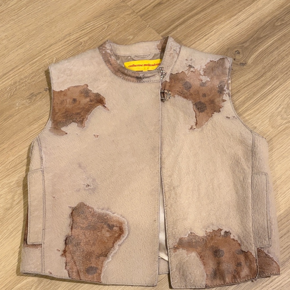 Catherine Malandrino Beige and Brown Artistic Vest